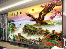 Papel de parede com foto personalizada 3d, mural de parede chinês grande pássaro voo águia decoração sala de estar 3d mural de paredes 3 d 2024 - compre barato