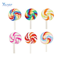 Xuagr 5pcs/bag Candy Flat Back Resin Cabochons Handmade Soft Clay Lollipop Resin For Kids DIY Accessories Phone Decoration Craft 2024 - buy cheap