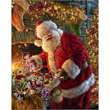 Бриллиантовая вышивка, квадратные стразы, Дед Мороз, вышивка крестиком, новогодние бриллиантовые мозаичные украшения 2024 - купить недорого