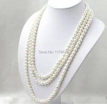 Fashion shopping girl LONG 80 INCHES 7-8MM WHITE AKOYA CULTURED PEARL NECKLACE beads jewelry making Gifts For Girl Women YS0277 2024 - buy cheap