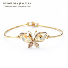 Pulseras ligeras de diseño de mariposa de cristal austríaco neogory Color oro amarillo para joyería de mujer 2020 nuevo JS6 But-g 2024 - compra barato