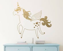 Adesivo de parede de animal unicórnio, adesivo animal fofo decoração de quarto de bebê beleza fofo meninos meninas ornamento design de arte w242 2024 - compre barato