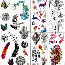 Tatuajes temporales de medusas 3D para niños, pegatina de plumas, pájaros, mariposa, arte corporal, brazo, impermeable, tatuajes falsos de papel 2024 - compra barato