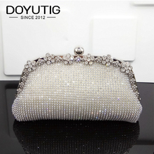 Women Day Clutches Bags Luxury Brand Evening Party Bag With Full White Crystal Lady Elegant Purse Clutch Handbags Shiny Bag A145 2024 - buy cheap