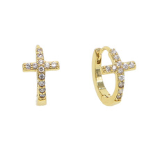 classic design cz cross small hoop earring for women religious cross circle factory wholesale cute adorable cross mini hoops 2024 - buy cheap