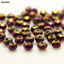 Isywaka Shining Purple Colors 4*6mm 50pcs Rondelle  Austria faceted Crystal Glass Beads Loose Spacer Beads for Jewelry Making 2024 - buy cheap