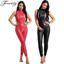 Women Sexy Lingerie Wetlook Patent Leather Night Club Clothing Bodysuit Adult Latex PVC Catsuit Zipper Crotch Erotic underwear 2024 - buy cheap