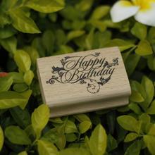 DIY happy birthday rubber wooden stamps for stempel carimbo postcard or bookmark scrapbooking stamp 6*4cm free shipping 2024 - buy cheap