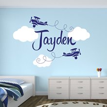 Personalized Airplane Name Clouds Decal Nursery Decor -Home decoration kids Decal Children Room Decor Vinyl Wall sticker A-90 2024 - buy cheap