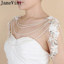 JaneVini Rhinestone Crystal Bridal Necklace Fashion Wedding Shoulder Chain Long Necklaces Bride Handmade Flowers Lace-Up Wrap 2024 - buy cheap
