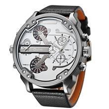 Top Brand OULM Mens 5.5cm Big Face Watches 2 Time Zones White Dial Casual Quartz Wrist Watch Montre Homme de Marque Grande 2024 - buy cheap