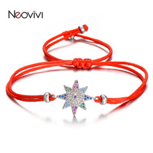 Neovivi Trendy Women Bracelets Black Red Rope Braiding Bracelet Handmade with Multi Zircon Sun Round Devil's Eye Charm Jewelry 2024 - buy cheap