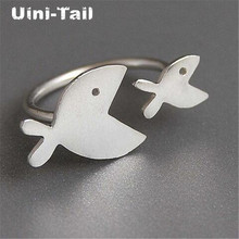 Uini-Tail hot new 925 sterling silver fashion simple creative big fish eat small fish open ring cute small fish jewelry GN702 2024 - buy cheap