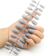 WAKEFULNESS 24Pcs Matte Long Stiletto False Nails Tips Gray Full Cover Fake Nail Tips Manicure Press On Nails Charms 2024 - buy cheap