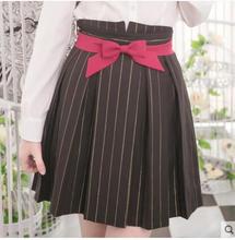 Princess sweet lolita skirt [Dolly Delly] original vintage college wind bow pleat skirt striped black purple skirt Dolley-0057-1 2024 - buy cheap