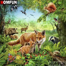 HOMFUN 5D DIY Diamond Painting Full Square/Round Drill "Animal fox" 3D Embroidery Cross Stitch gift Home A09382 2024 - buy cheap