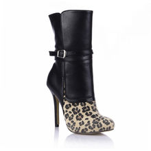 CHMILE CHAU-Zapatos de fiesta de leopardo para Mujer, calzado Sexy de tacón alto de aguja con hebilla, botas de media caña, 0640CBT-Q1 2024 - compra barato