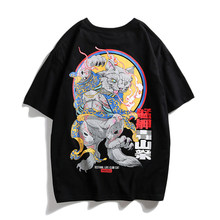 Мужская футболка в стиле хип-хоп в стиле Харадзюку, японского аниме, злой Кот, персональный принт, уличная летняя футболка с короткими рукавами, модный топ 2024 - купить недорого