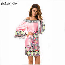 ELEXS 2018 Women's Summer Bohemian Thai Style Dress Sexy Sundress Ethnic Floral Print Tunic Beach Dresses E8425 2024 - buy cheap