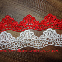 Delicate 1Yard Red/ Ivory Wedding Flower Venice Lace Trim Polyester Applique Sewing Trims Craft 1.5cm LW0018 2024 - buy cheap