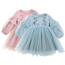 Girl Clothing 2019 Long Sleeve Embroidery Floral Kids Dress Princess Birthday Party Tutu Dresses RT355 2024 - buy cheap