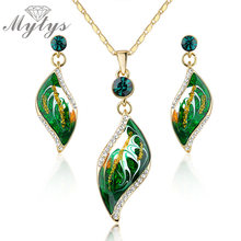 Mytys Green Leaf Jewelry sets  Necklace and earring Jewellery set for female N917 2024 - buy cheap