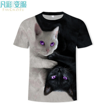 Verão roupas de marca masculina o-pescoço manga curta animal camiseta gato/lobo 3d digital impresso t shirt homme tamanho grande 5xl 2024 - compre barato