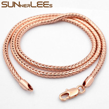 SUNNERLEES Fashion Jewelry Rose Gold Color Necklace 3mm Popcorn Snake Link Chain For Mens Womens Gift C38 N 2024 - buy cheap
