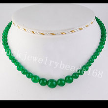 Free Shipping Fashion Jewelry 6~14mm Green Jad Ball Beads Necklace 17" FG3278 2024 - buy cheap