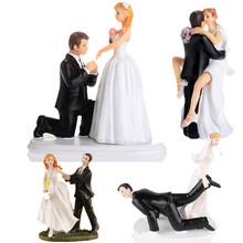2021 Wedding Romantic Bride and Groom Toppers Couple Figurine Marriage Funny Cake Toppers Dolls for Wedding Cupcake Decoration 2024 - buy cheap