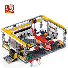 596Pcs Aviation City Aircraft Repair Shop Model Building Block Toys Sluban 0372 Educational Gift For Children Compatible Lego 2024 - buy cheap