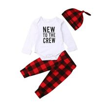 0-24M Newborn Baby Boy Girl Clothing Set Christmas Costumes Letter Rompers + Plaid Pants Outfits Autumn Winter Baby Clothes 2024 - buy cheap