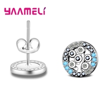 Brincos redondos para mulheres, cristais brilhantes de prata esterlina 925 estilo coreano 2024 - compre barato