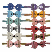 10pcs/lot, 4'' PU leather Fabric Candy Bow with glitter headband Headwear for Girl DIY Hair Accessories 2024 - buy cheap