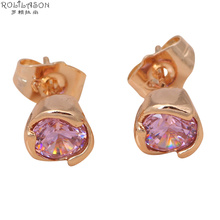 Designers gold tone fashion jewelry for women Zircon Pink Crystal Stud Earrings JE828 Best gifts for Prom & Wedding 2024 - buy cheap