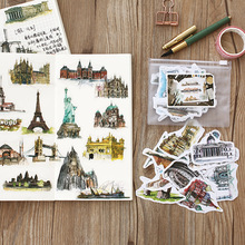 Travel Around The World Watercolor Sticker Building Decorative Adhesive Stickers DIY Decoration Diary Stickers 2024 - buy cheap