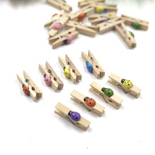 Clips de madera de Ladybug para decoración del hogar, 30 Uds., mezcla de colores, pinzas para tarjeta de fotos, pinzas para ropa, manualidad para regalo, 35MM 2024 - compra barato