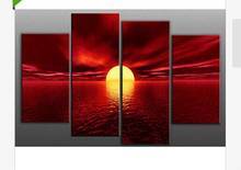 Huge Canvas oil painting 4 Panels Red Sea Seascape Modern Wall Art for Decor and Home Decoration Landscape Picture handpainted 2024 - buy cheap