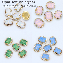 12p 10x14mm 13x18mm rectangle white/pink/green/blue opal crystal glass sew on costume Dress rhinestones jewels trim beads Crafts 2024 - buy cheap