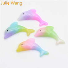 Julie Wang 10PCS Resin Colorful Dolphin Mixed Flatback Charms Animal Pendants Jewelry Making Accessory Table Props Decoration 2024 - buy cheap