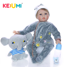 KEIUMI-Muñeca realista de silicona suave para niños, juguete de bebé de elefante Reborn de 22 ", 55 cm, regalo para el Día de los niños 2024 - compra barato