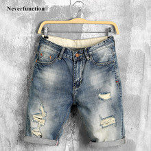 2019 New Men Fashion Retro wash Straight Ripped Jeans Short Streetwear Holes Casual Summer Bermuda Denim shorts Plus Size 38 40 2024 - buy cheap