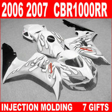 Carenagens de fábrica para honda cbr 1000rr, conjunto de carenagens cbr 1000 rr com fogo branco, preto e cinza, 06, 07, cbr1000rr, fvj84 2024 - compre barato