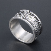 Vintage Brand Design 10MM Wide Dragon Finger Ring Solid Stainless Steel Men's Rings Punk Cool Biker Male Jewelry Wedding Ring 2024 - buy cheap
