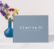 Libro de invitados de boda azul polvoriento personalizado, libro de visitas de fotografía instantánea, libro de invitados de boda náutico, rústico 2024 - compra barato