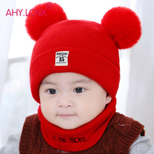 Fashion Baby Hats Winter Newborn Hats Knitted Warm Bear Round Machine Cap Protects Ear Bonnet Baby Caps + Scarf Suits 2024 - buy cheap