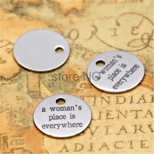 Pingente de mensagem, pingente de mensagem talismã de prata 20mm 10 peças para mulheres em todos os lugares 2024 - compre barato