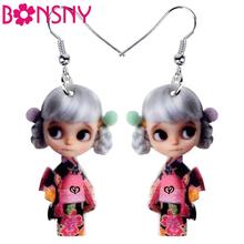 Bonsny brincos de acrílico fofos estilo japonês de menina kawaii pingente joias da moda para mulheres brincos para presentes de festas 2024 - compre barato