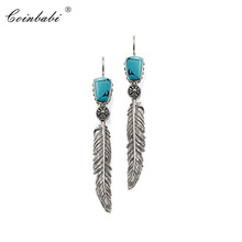 Drop Earring Feather Vintage Gift For Women  High Quality Earring Europe Style 925 Sterling Silver Zirconia Fashion Jewelry 2024 - buy cheap