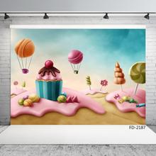 Candy Cake Sweet Birthday Party Photography Backdrops for Photo Booth Children Baby Shower Vinyl Photo Backgrounds Photophone 2024 - compre barato